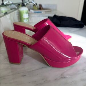Pink Block Heel Mules